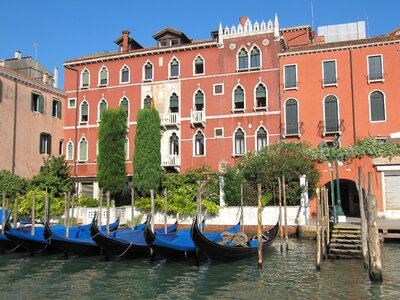 Channel gondolas without tourists photo