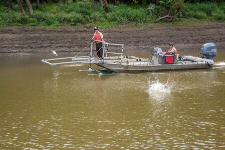 U.S. Fish and Wildlife Service boat, Dozer Trawler, searching for invasive carp-1