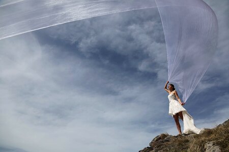 Women wedding dress veil photo