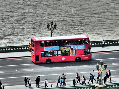 Double decker bus street scene traffic photo