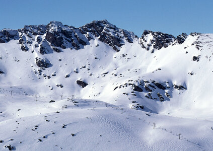 Winter landscape in mountains with snow