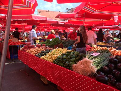 market stall with southern fruits in Croatia photo