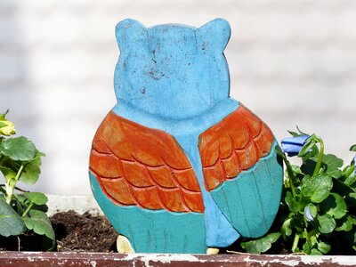 Owl carved painted