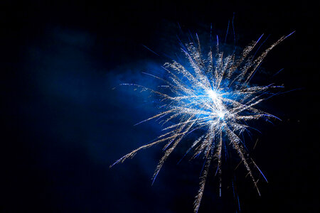 4th July fireworks. Fireworks display on dark sky background. photo