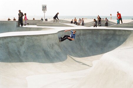 Extreme young skateboarder photo