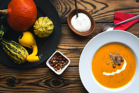 Autumn pumpkin soup photo