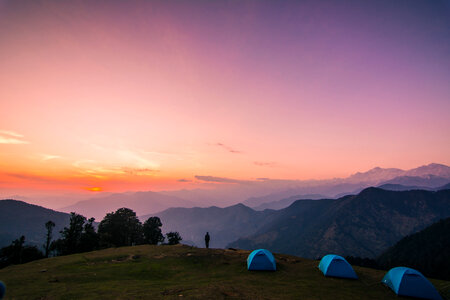 Dusk landscape and sky in Chopta, India