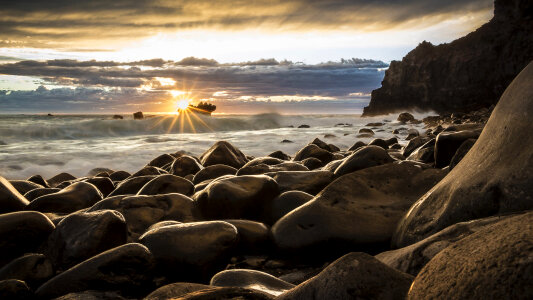 Sunrise on the seashore in New Zealand photo
