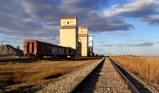 Mossleigh Alberta Canada railroad and barns photo