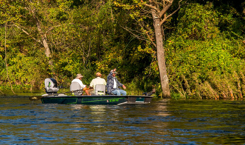 Group fishing in boat on White River-1