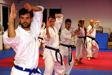 Karate Class Practicing Stances photo