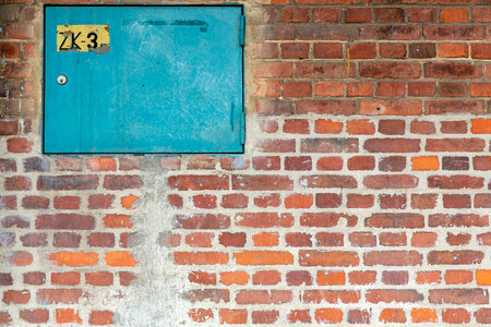 Brick Wall with Metal Doors photo