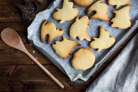 Ghost Shaped Cookies in a Pan photo