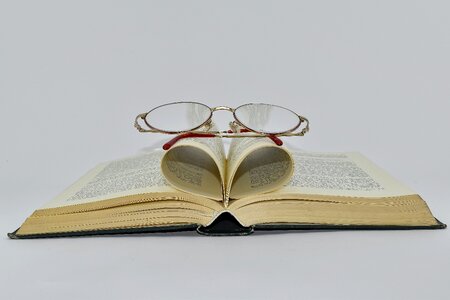 Book eyeglasses upper surface photo