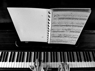 Musician hands notes photo