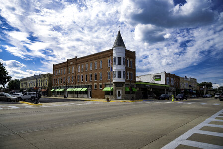 Dramatic Clouds over the Street Corner in Brodhead, Wisconsin