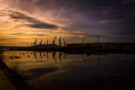 Cranes and Machines in the dusk light