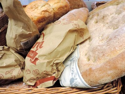 Organic wicker basket bread photo