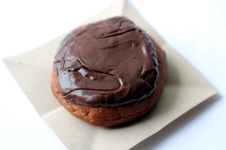Chocolate Donut on plate photo