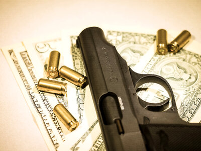Gun, Bullets, and Cash photo
