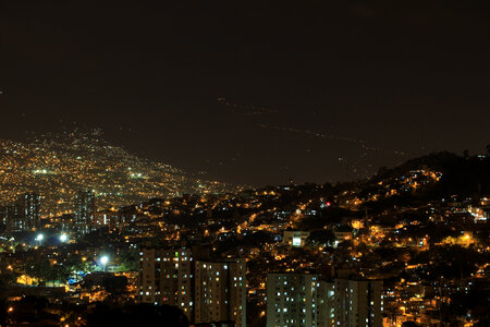 Night Cityscape and lights in Medellin, Colombia photo