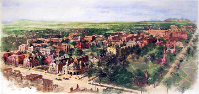 Richard Rummell's 1906 watercolor of the Yale campus in New Haven, Connecticut photo