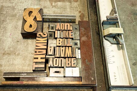 Wooden alphabet letters book printing font