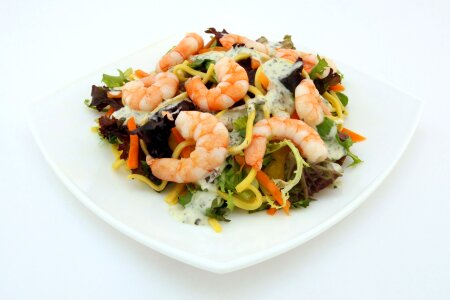 salad of shrimp, mixed greens photo