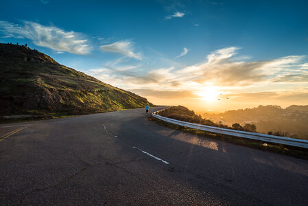 Landscape on the hills at Sunset in San Francisco, California photo