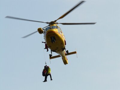 Mountain rescue flying rotor photo