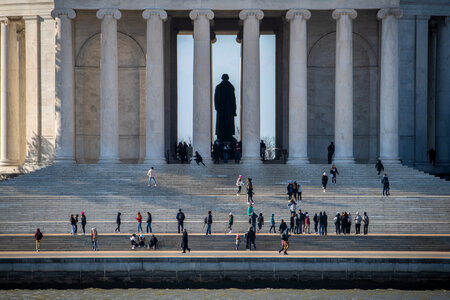 Jefferson Memorial near cherry blossom trees photo