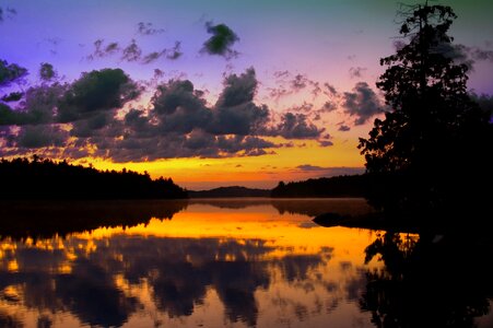 Waterfront lake sunset photo