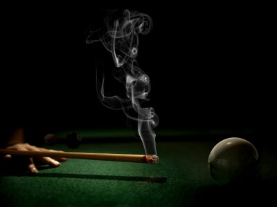 Billiards with cigarette