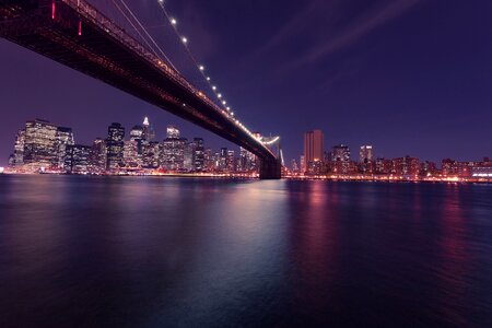 New York City Brooklyn Bridge Night photo