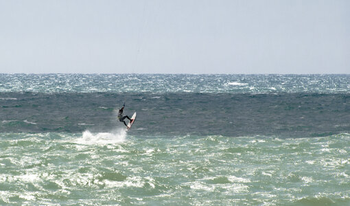 Kite surfing in waves. Splash photo
