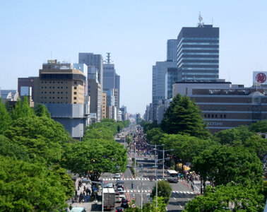 Parade of Sendai Aoba Matsuri held on Higashi-Ni-banchō-dōri avenue in Japan photo