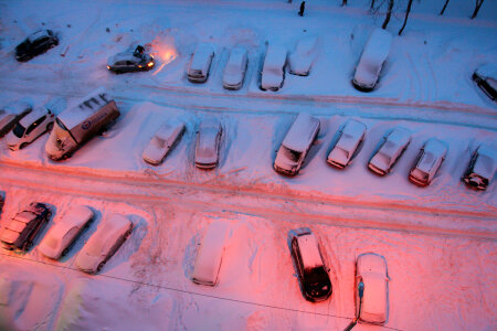 Cars Parked in Snow photo