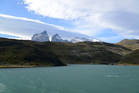 Pehoe Lake and Los Cuernos in the Torres del Paine National Park photo