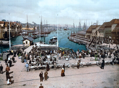 Fish Market in Bergen around 1900 photo