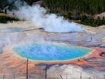Grand prismatic spring yellowstone national park west usa photo