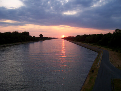 Albert Canal at Sunset near Hasselt, Belgium photo