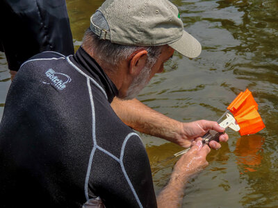 Instructor examines native mussel-5