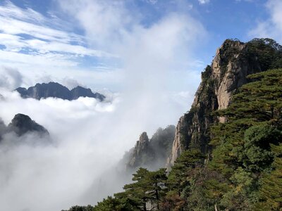 Asia cliff foggy photo