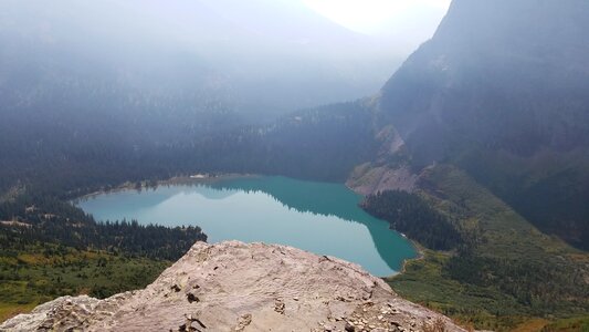 Cliff crater lake photo