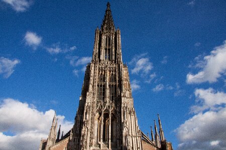 Church main tower skyward photo