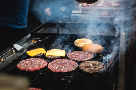 Beef burger barbeque outside