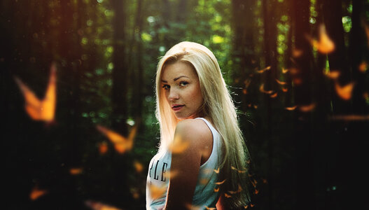 Attractive Blonde in a Forest photo