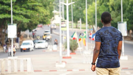 Man road roundabout photo