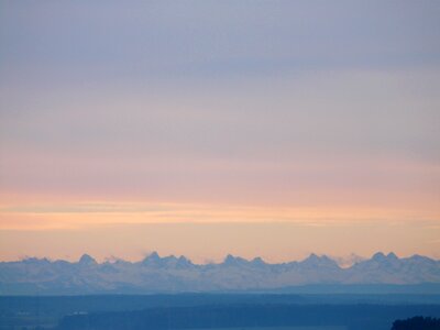 Sunrise mountains hazy