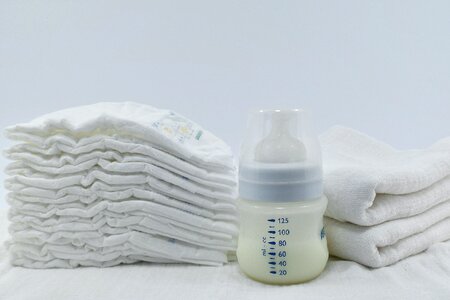 Baby diaper milk photo